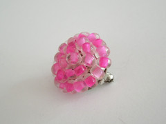 Vintage Glass Bead Brooch Pink, 1950s–60s 7.2 G/Ø 2.5 CM