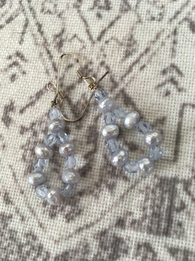 triple strand baroque fwp pearl bead necklace and earrings