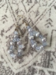triple strand baroque fwp pearl bead necklace and earrings