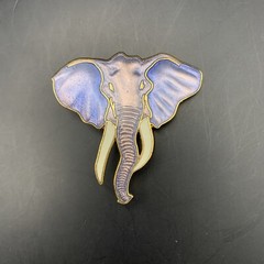 William Spear Elephant Brooch Pin Purple Enamel 1989 1980s Vintage