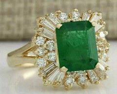 4.50Ct Art Deco Style Lab Created Green Emerald Anniversary 14K Gold FN Ring