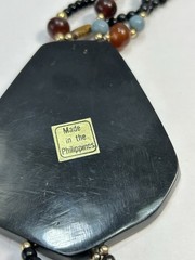 Vintage Inlaid Abalone Necklace Asymmetrical Statement Bold Four Strand