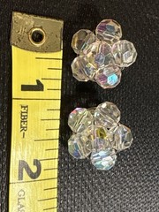 Aurora Borealis Faceted Glass Bead Clip-On Earrings N/A (Mid-20th Century)