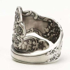 925 Sterling Silver Oxidized Spoon Ring Adjustable Vintage Jewelry for Women