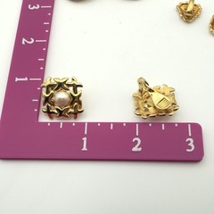 Vintage Gold Tone Earrings Lot Monet Sarah Coventry Pearl Snowman Clip On 4 Sets