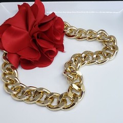 Trendy Gold Link Thick Choker Statement Necklace Chic Collar Runway Chain