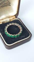 Vintage 1990-s 14 Ct Rolled Gold Emerald Ring Size UK P US 7 1/2 – Hallmarked!