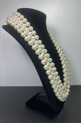 118″ Vintage Single Long Strand Faux Imitation White Pearl Necklace