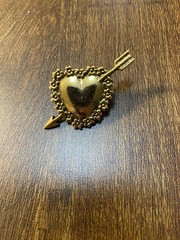 Vintage Set Of 4 Heart Gold Tone Brooches Pins, 3 Stamped CAMCO, 1 Unbranded