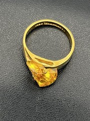 Gold plated fancy cut yellow orange stone cocktail ring size 8.25 vintage