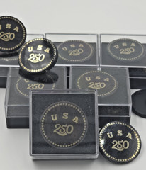 USA 250th Anniversary Obsidian Stone Commemorative Pin Badge 1.2″Limited Edition