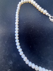 Australian Opal Bead Necklace SS Silver Clasp Round Beads Good Color 18” #1