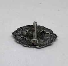 Art Nouveau Silver Plated Pewter Lady In The Hat Brooch Pin