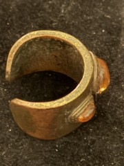 Vintage N A Signed Brass & Orange Cabochon Stones Ring Size 9