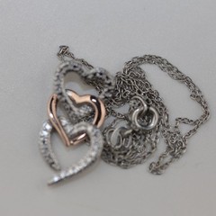 Triple Open Hearts Pendant Necklace with Gemstones Sterling Silver