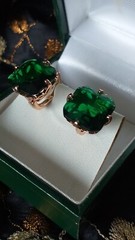 Vintage 1990″”s 14 Ct Rolled Gold Large Emerald Earrings-Hallmarked 585 RG.!