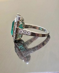 3.65Ct Art Deco Vintage Lab Created Emerald Diamond Engagement 925 Silver Ring