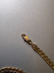Vintage Curb Link Chain Necklace 23″ Stamped 14K Gold Tone Plated Shows Wear