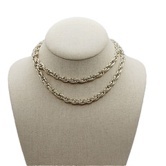Multi Link Twist Rope Style Chain Very Light Gold Tone Vintage Necklace 30 Inch
