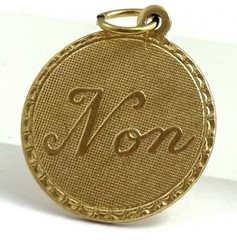 Vintage French Non Charm No Necklace Pendant Brass Metal Jewelry