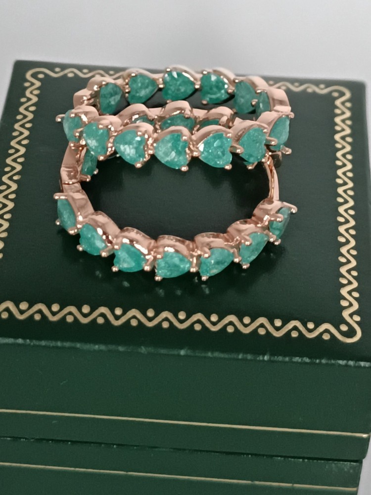 Vintage 1990-s 14 Ct Rolled Gold Frosted Emerald Earrings-Hallmarked 585 RG