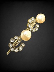 Vintage Chanel 1984 Pearl Crystal COCO Letter Bar Pin Brooch Original Box
