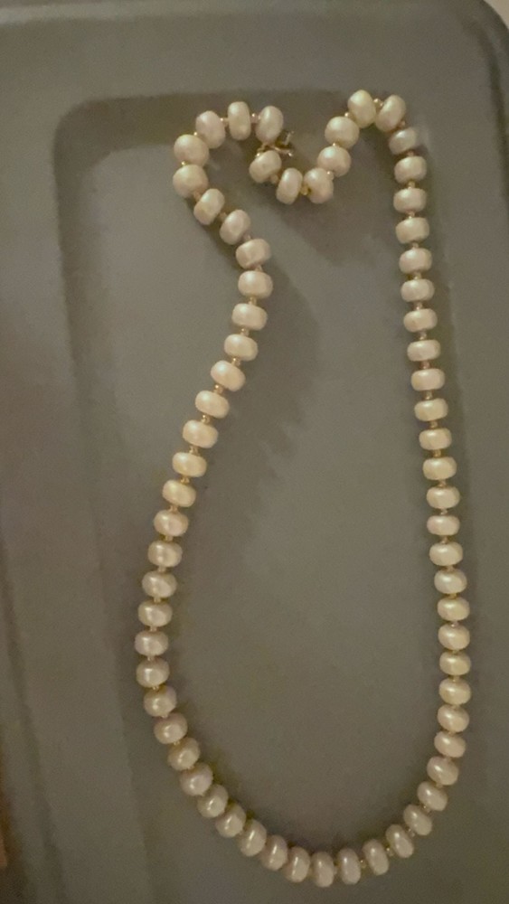 Vintage Napier Freshwater Pearl and Gold Tone Bead Necklace