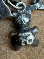 Vintage Sterling Silver Dogs, Horse, Good Luck, Crystal Toggle Charm Bracelet