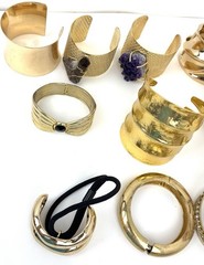 Vintage Gold Tone Bracelet Cuff Lot Of 11 Statement Bangles 1 Lb 9 Oz Mixed