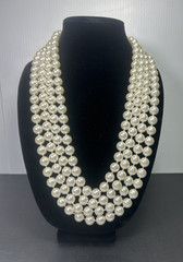 118″ Vintage Single Long Strand Faux Imitation White Pearl Necklace