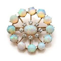 3 Ct Oval Cut Lab Created Fire Opal Circle Attractive Brooch Pin 14K Gold Plated