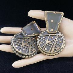 BIG VINTAGE 80S MOD JEFF LIEB TOPAZ CRYSTAL DANGLE CLIP-ON EARRINGS DOOR KNOCKER