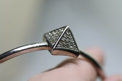 Noir DC comics Jewelry Pyramid Pave Crystal spike Bangle Bracelet silver tone