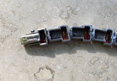 ❤️✨VINTAGE Sterling Silver EMERALD CUT GARNET & MARCASITE ESTATE Tennis Bracelet