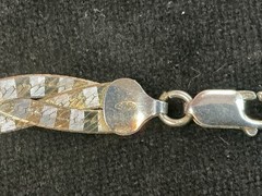 7.5” Milor Italy Gold Tone ETCHED BRAIDED Sterling Silver Bracelet Herringbone
