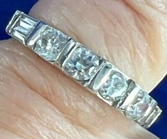 STERLING SILVER 0.925 WHITE quartz STACKABLE ESTATE 1/8″ BAND RING SIZE 7.25