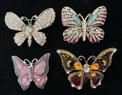 Lot 65 Vtg BUTTERFLY BROOCH Rhinestone Enamel 925 800 Silver GF Monet Trifari