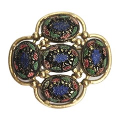 Vintage Sarah Coventry Brooch Light of The East Mosaic Cabochon Pin 1968 Signed