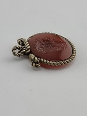 Vintage Carved Presssed Cameo Pendant Brown Mythological FOB Vicotrian