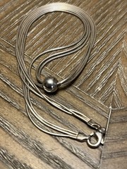 VINTAGE ESTATE STERLING SILVER 925 SLIDING BALL AND 3 CHAIN NECKLACE SET 16”