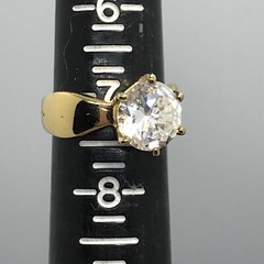 Vintage Gold Plated Cubic Zirconia’s In Stunning Bold Design Ring sz 7