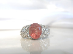 DJoy Sterling Silver 925 Pink Tanzanian Natronite Ring Size 7