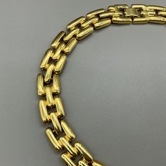 Necklace Womens Gold Tone Vintage Link Chain Chunky Bold Statement Polished 16″