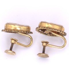 Classic Vintage Hand Carved Shell Cameo Screw Back Earrings 12K Gold Filled Lady