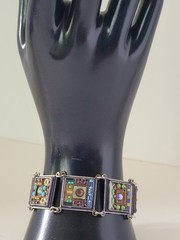 Adaya Colorful Enamel Crystal Panel Bar Link Bracelet 7.5” Israel