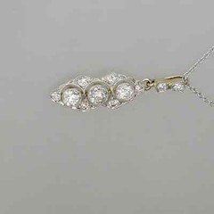 Art Deco Vintage Style Round Lab Created Diamond 14K White Gold Finish Pendant