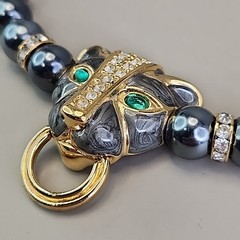 Vintage Kenneth J Lane For Avon Panther Set Gray Necklace Bracelet Earrings KJL