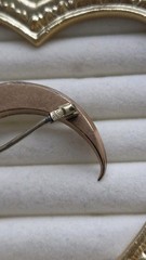 Antique Victorian GF Crescent Moon Paste Stone Brooch Pin Estate