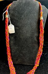 Vintage New Braided/Woven Glass Bead Mulitistrand Necklace N.A. Style Slip Over