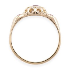 EDWARDIAN LOVE Antique 18K Yellow Gold Natural Ruby & Old Rose Cut Diamond Ring